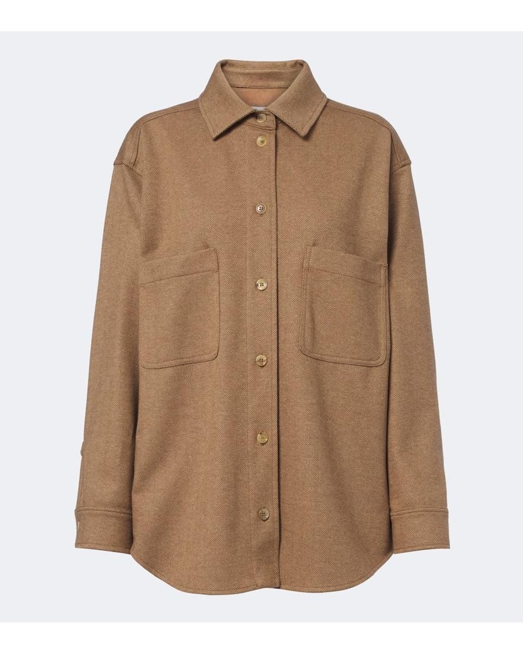 Max Mara Brown Camel Hair And Wool-Blend Shirt