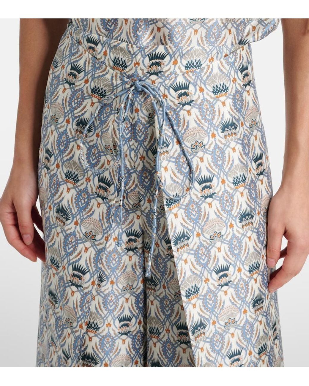 Loro Piana Gray Maynard Silk Shantung Wide-Leg Pants