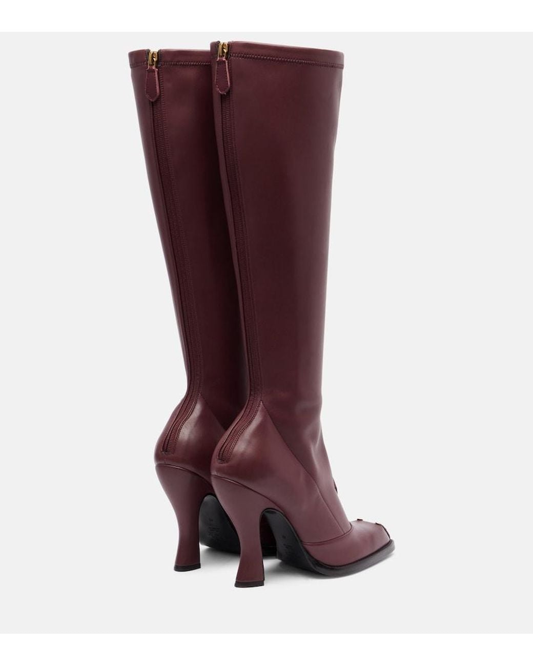 Etro Red Studded Leather Knee-High Boots