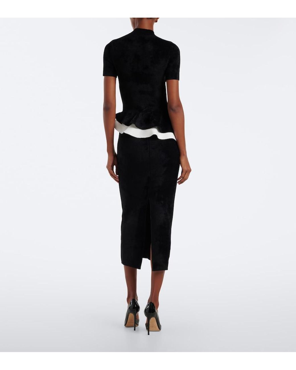 Roland Mouret Black Paneled Peplum Cocktail Dress