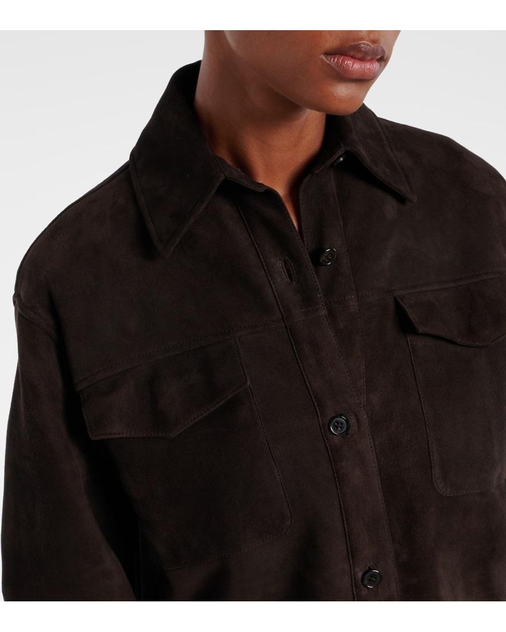 The Row Brown Gwena Suede Overshirt