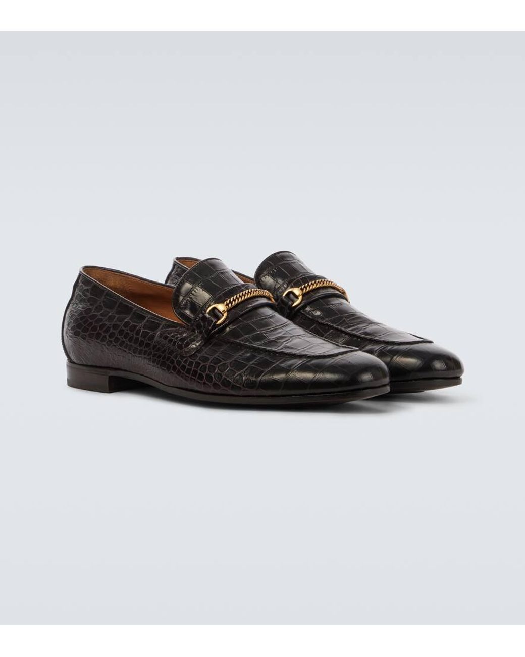 Tom Ford Black Gigi Croc-Effect Leather Loafers for men