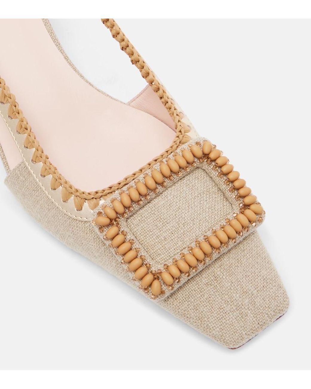 Roger Vivier Natural Belle Vivier Embellished Slingback Pumps