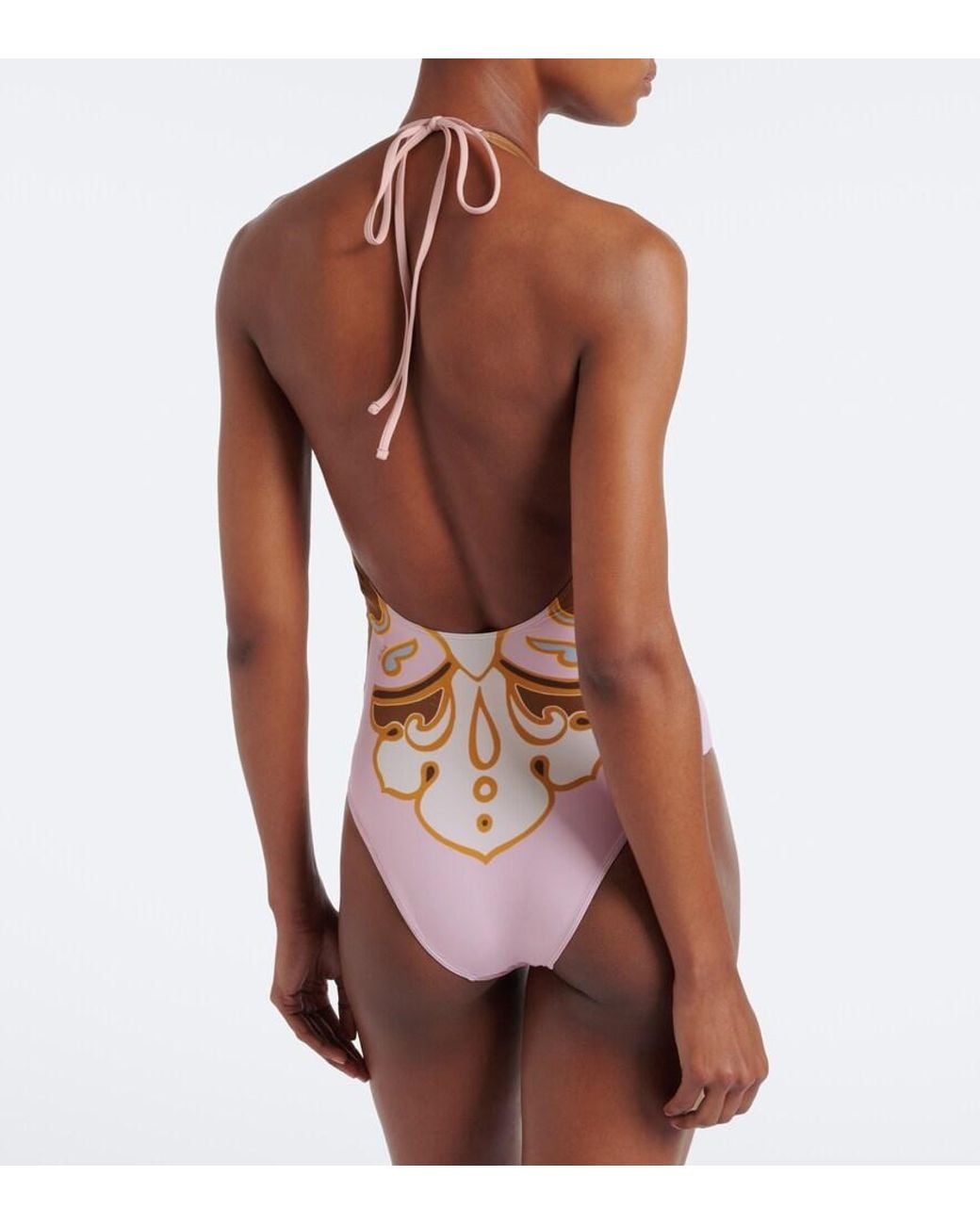 LaDoubleJ Pink Printed Halterneck Swimsuit