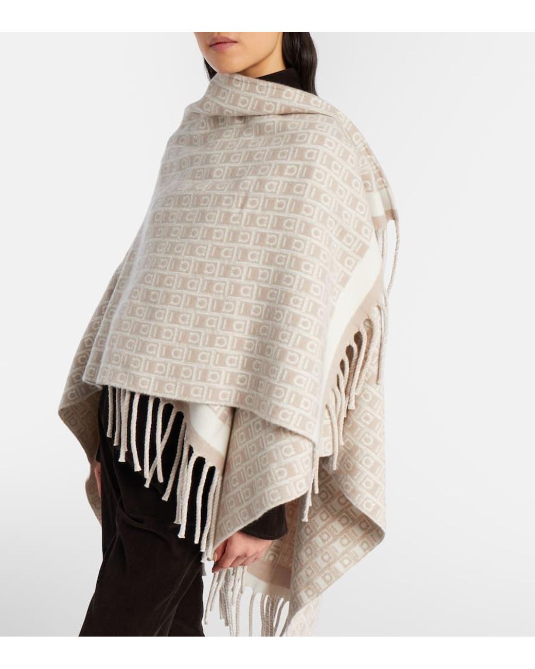 Ferragamo Natural Gancini Virgin Wool Shawl
