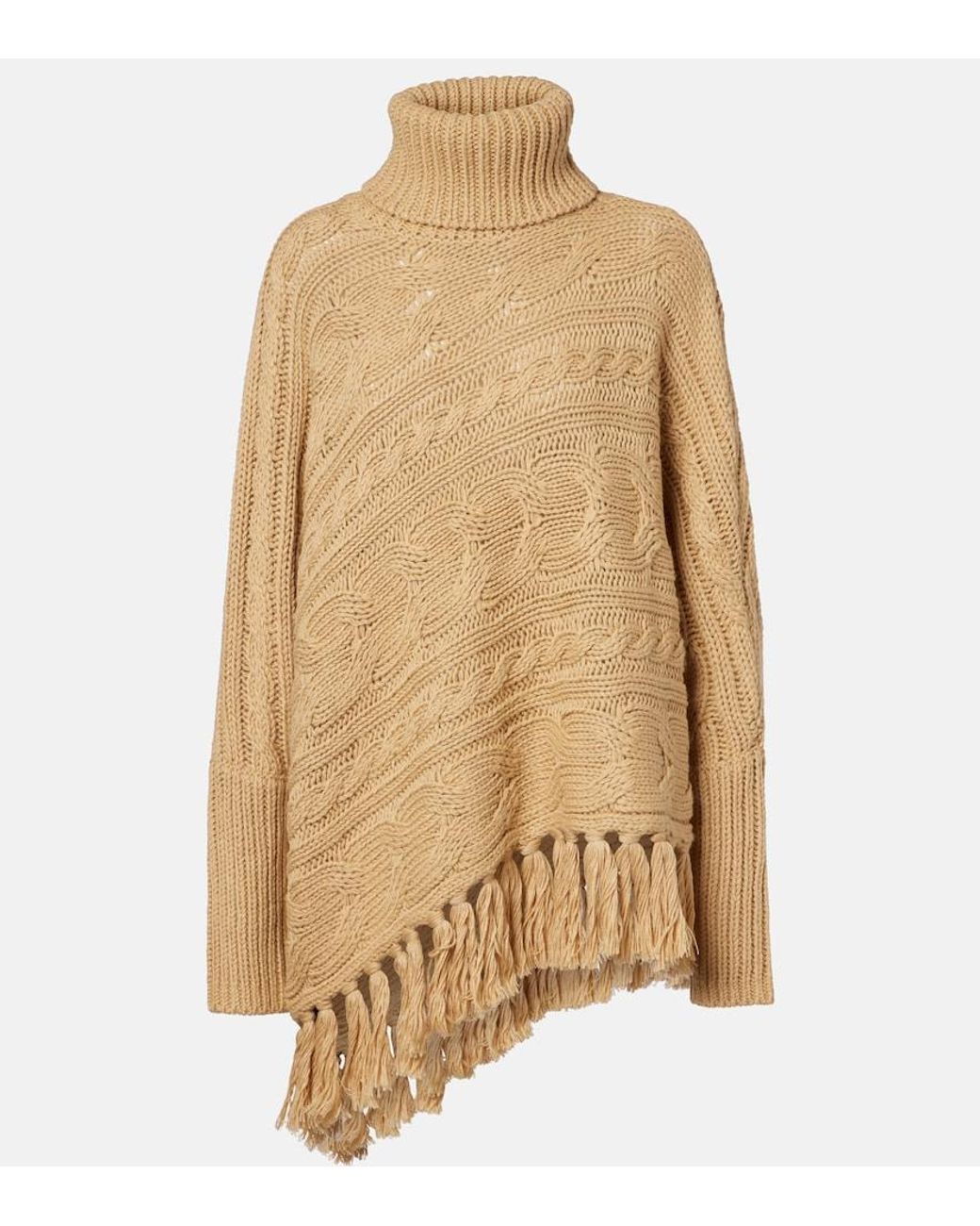 Goldbergh Natural Asymmetric Turtleneck Wool-Blend Sweater