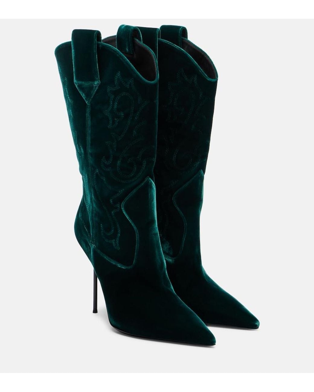Paris Texas Green Lidia 105 Velvet Mid-Calf Boots