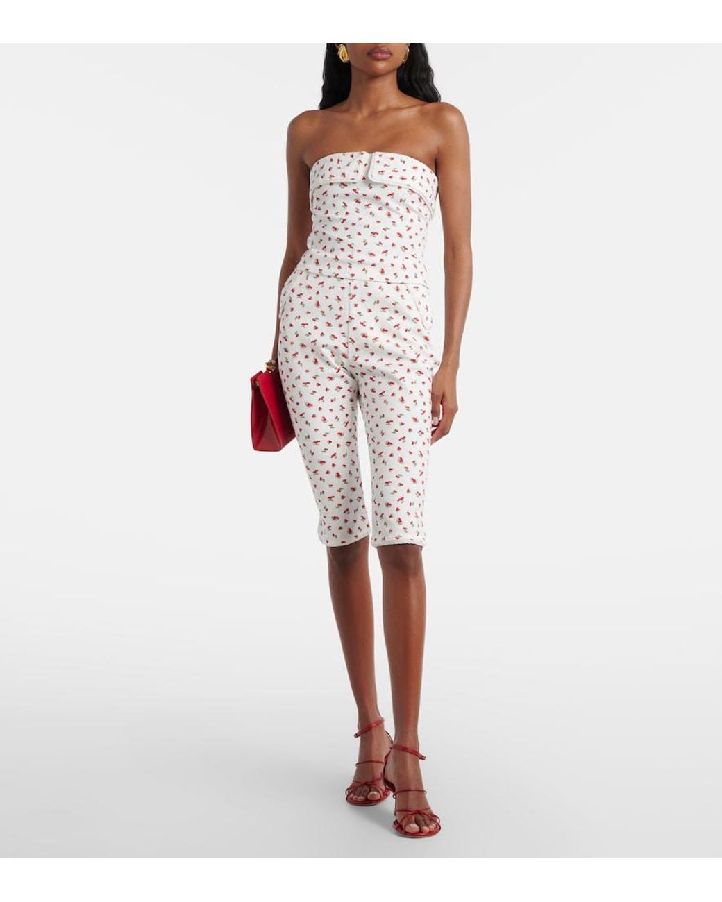 Posse White Ebony Printed Cotton-Blend Capri Pants
