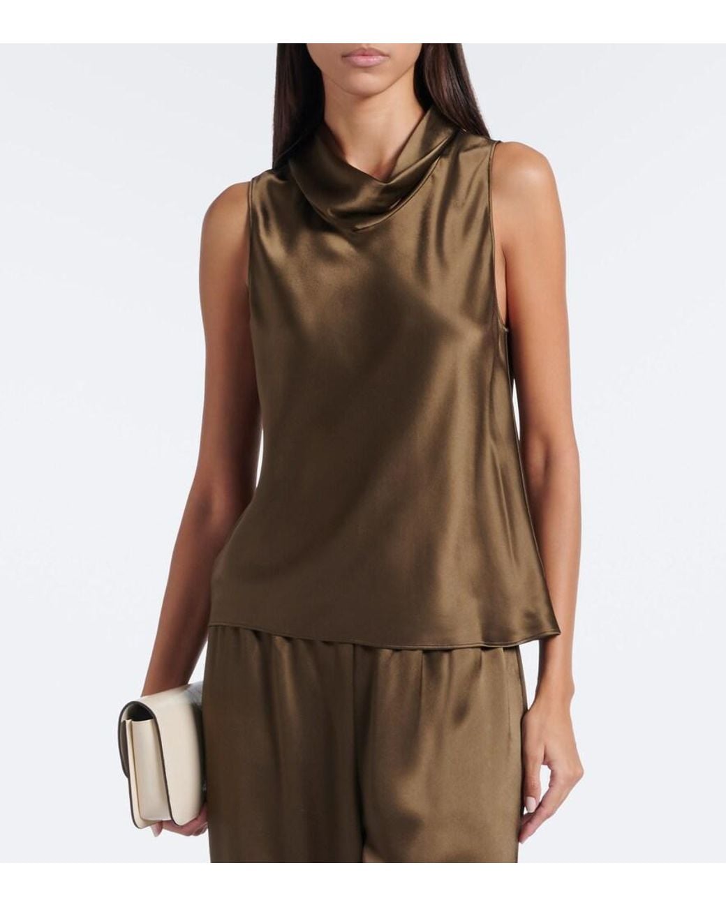 Leset Green Barb Satin Top