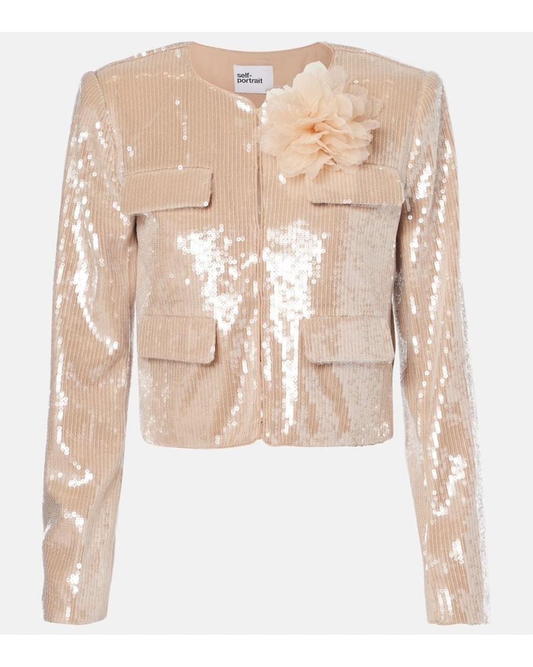Self-Portrait Natural Sequined Jacket