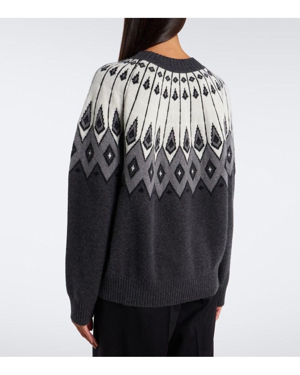 Loulou de Saison Gray Hans Jacquard Cashmere Sweater
