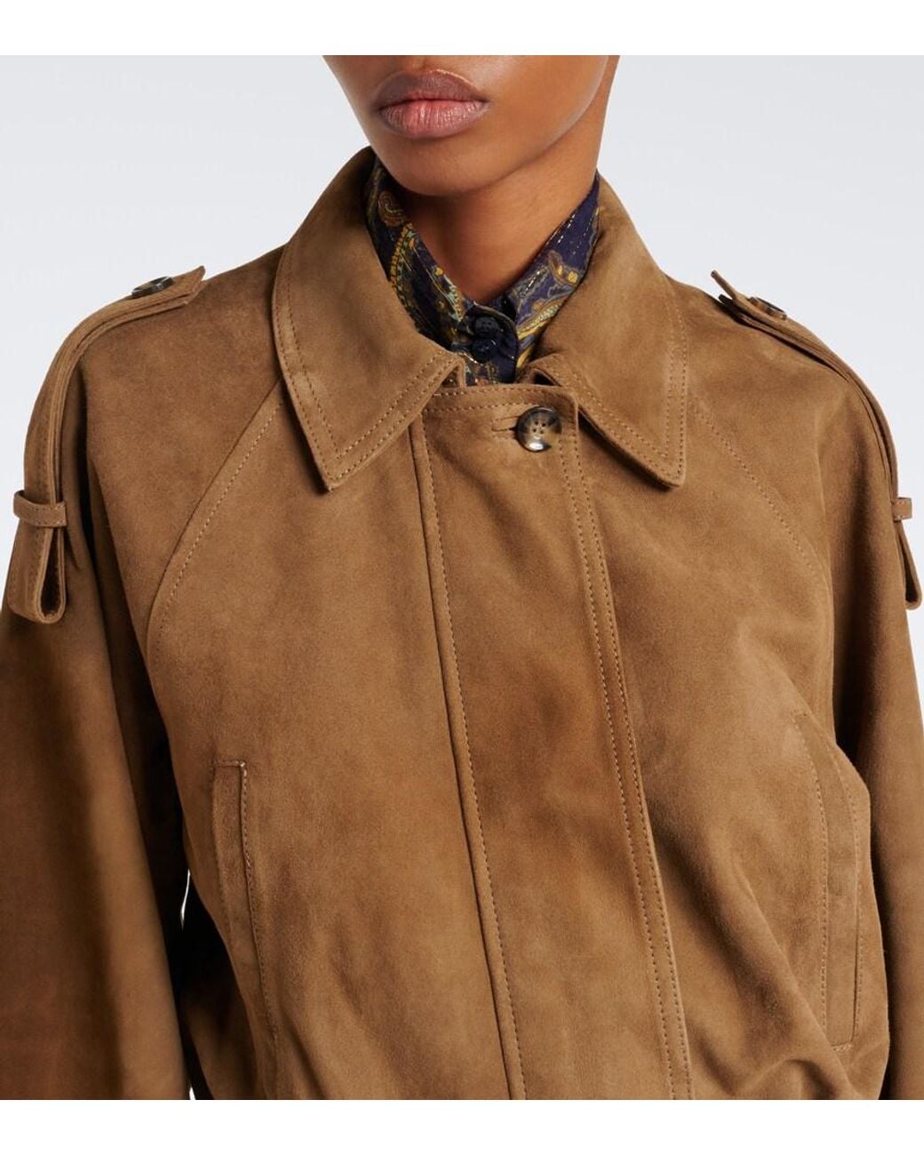 7 For All Mankind Brown Suede Blouson Jacket