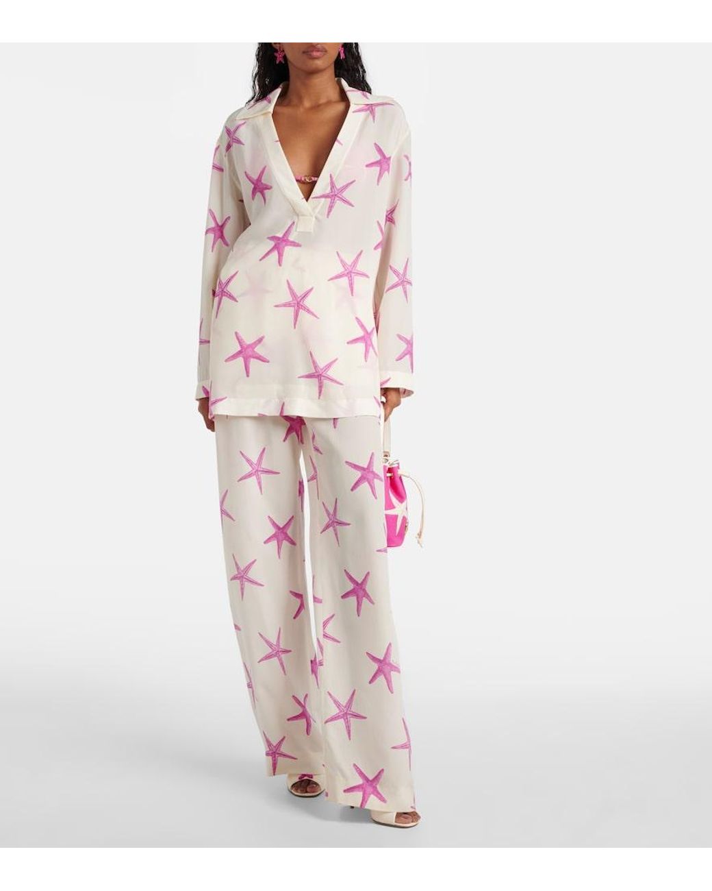 Valentino Garavani Pink Printed Silk Shirt