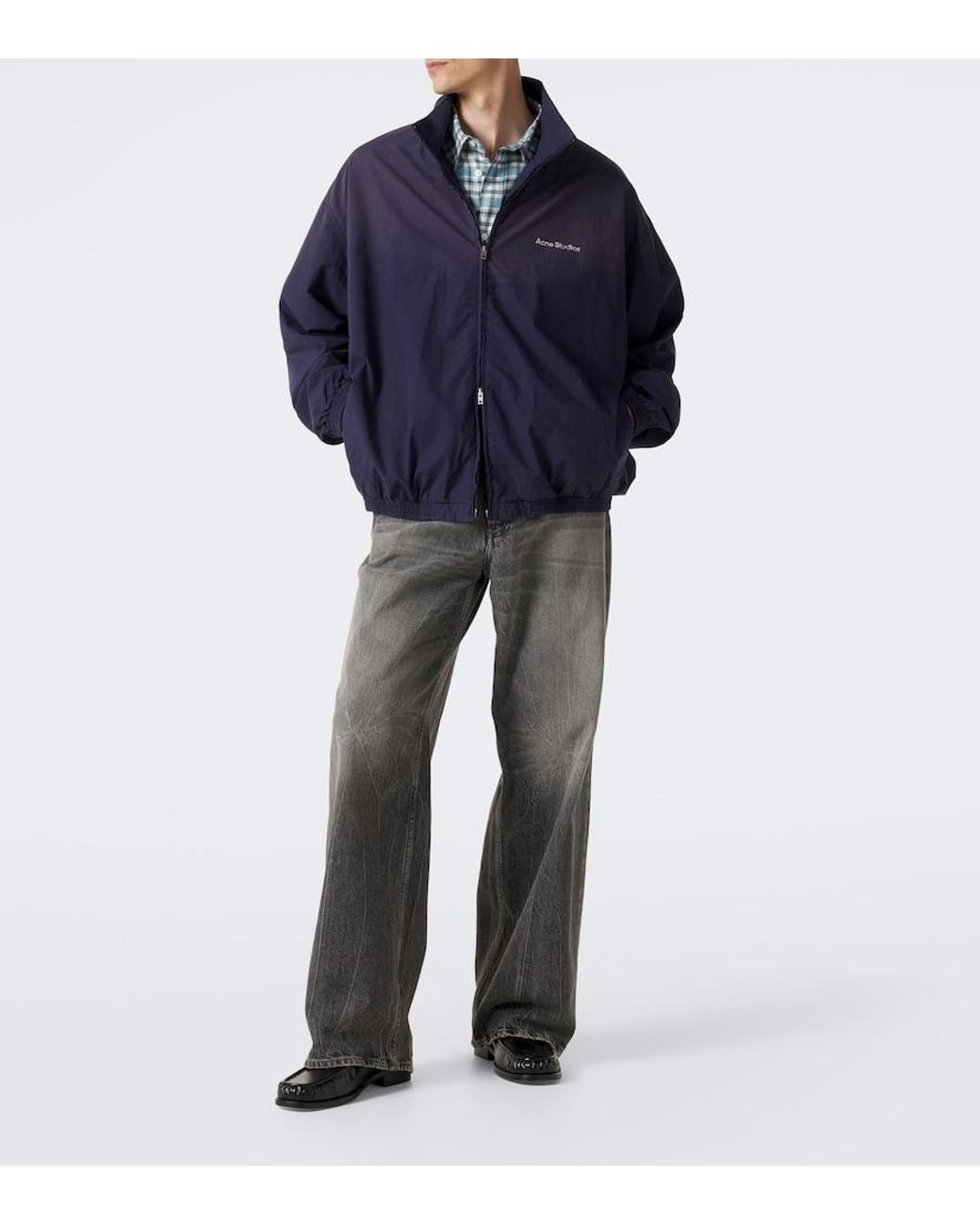 Acne Blue Logo Cotton Poplin Jacket for men