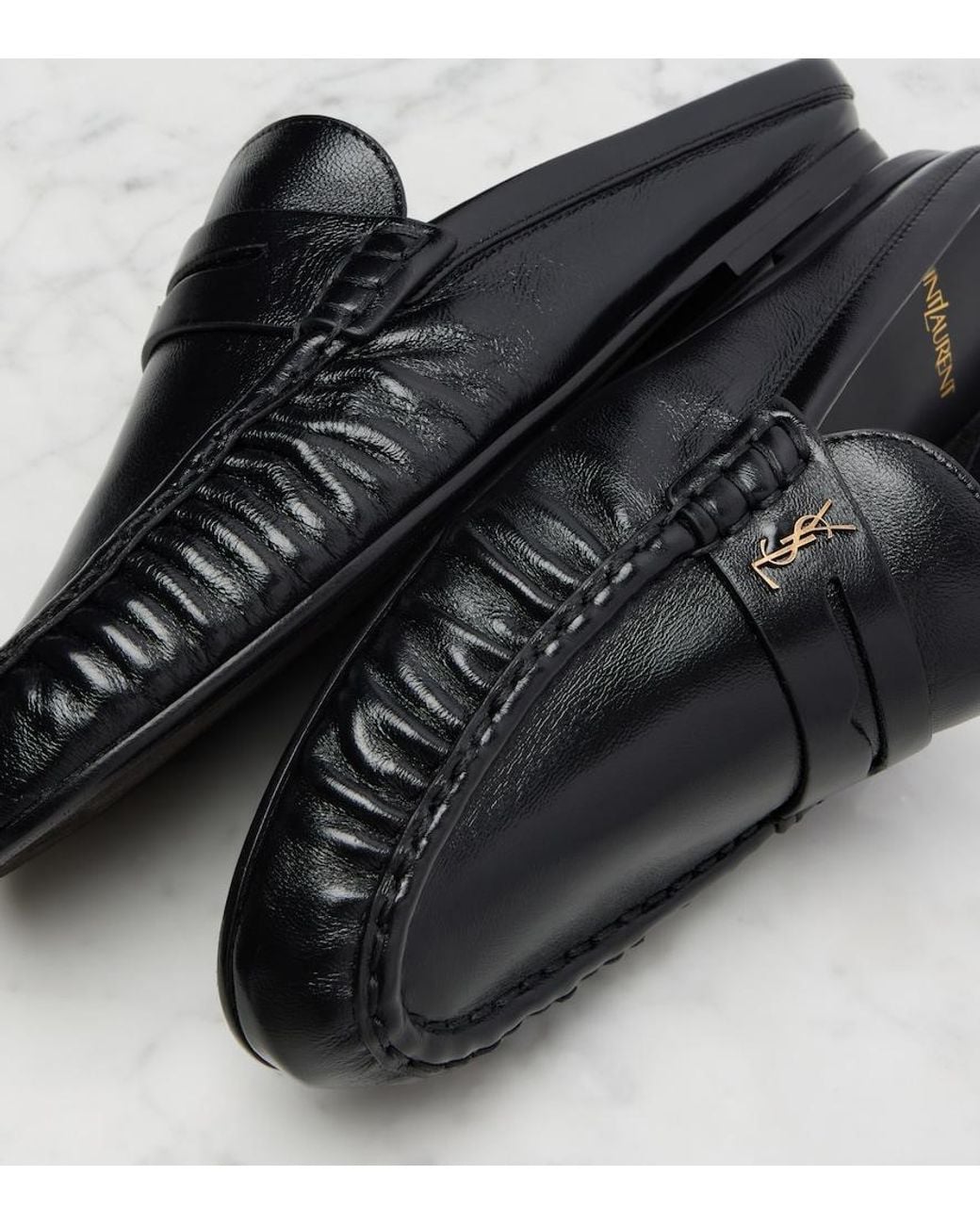 Saint Laurent Black Le Loafer Leather Mules