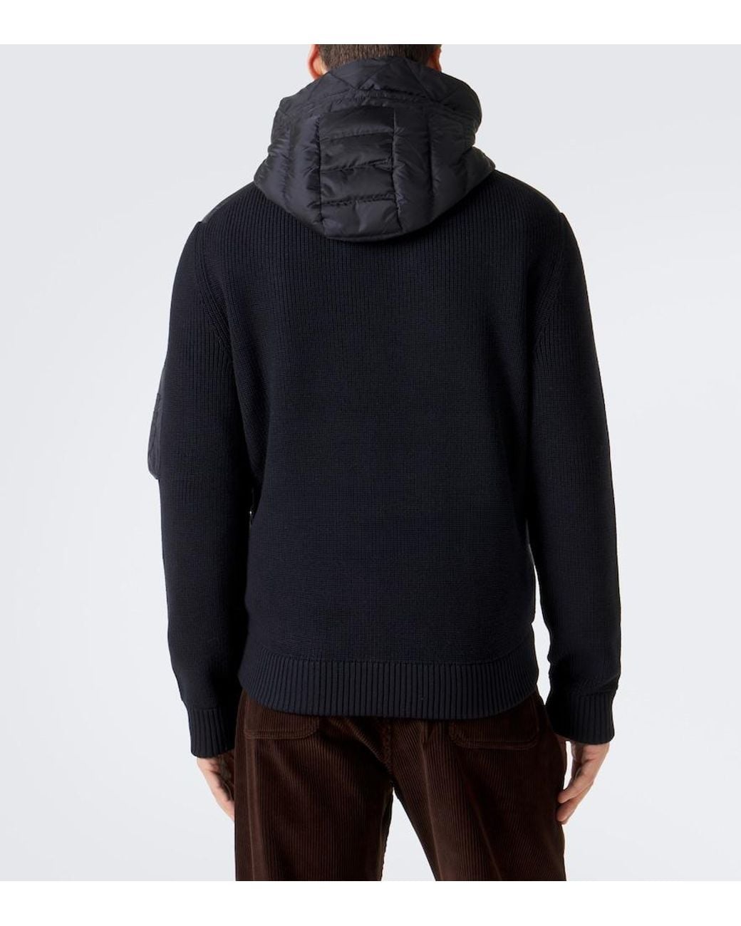 Moncler Blue Permanent Paneled Wool-Blend Jacket for men