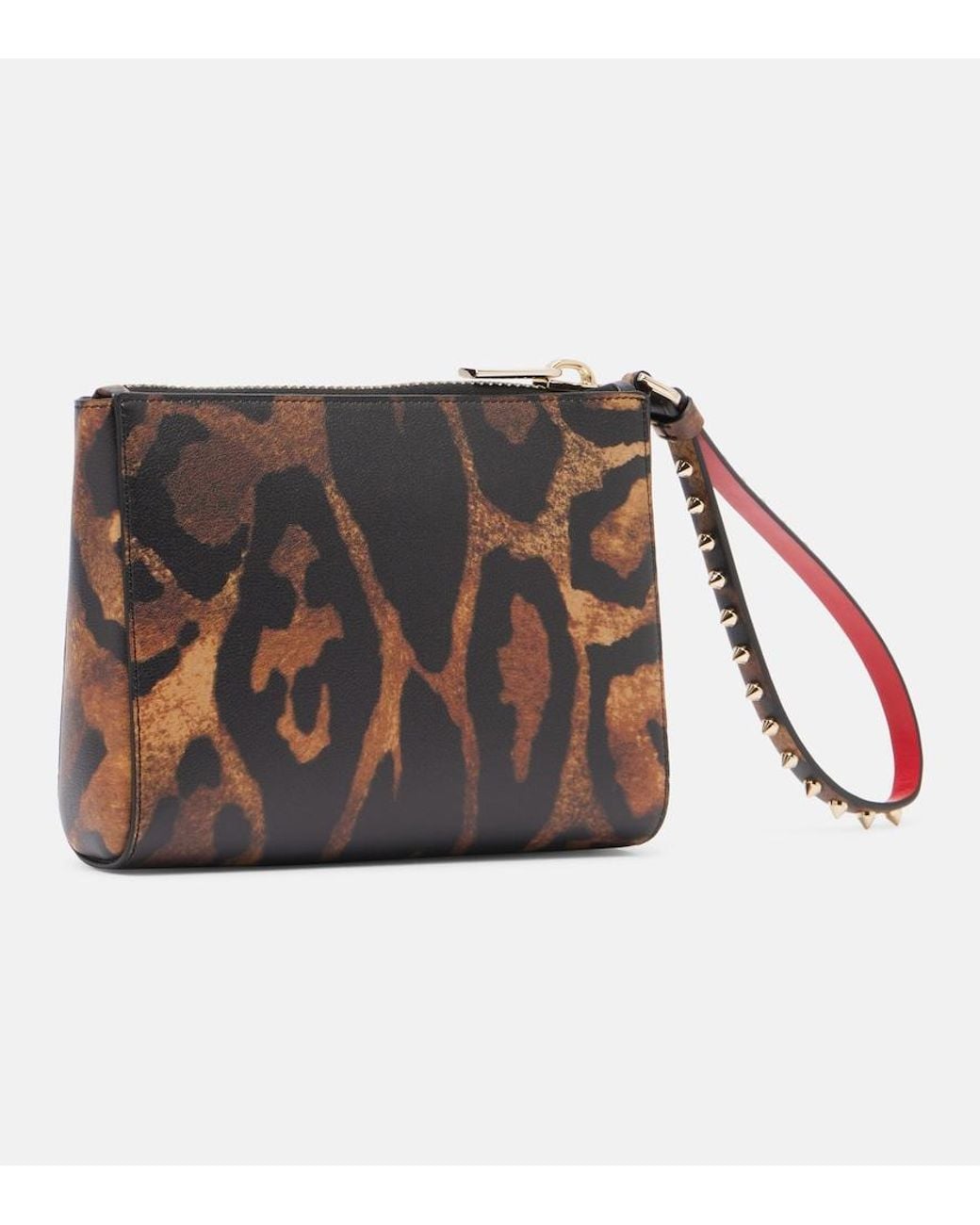 Christian Louboutin Black Cabata Small Leopard-Print Leather Pouch