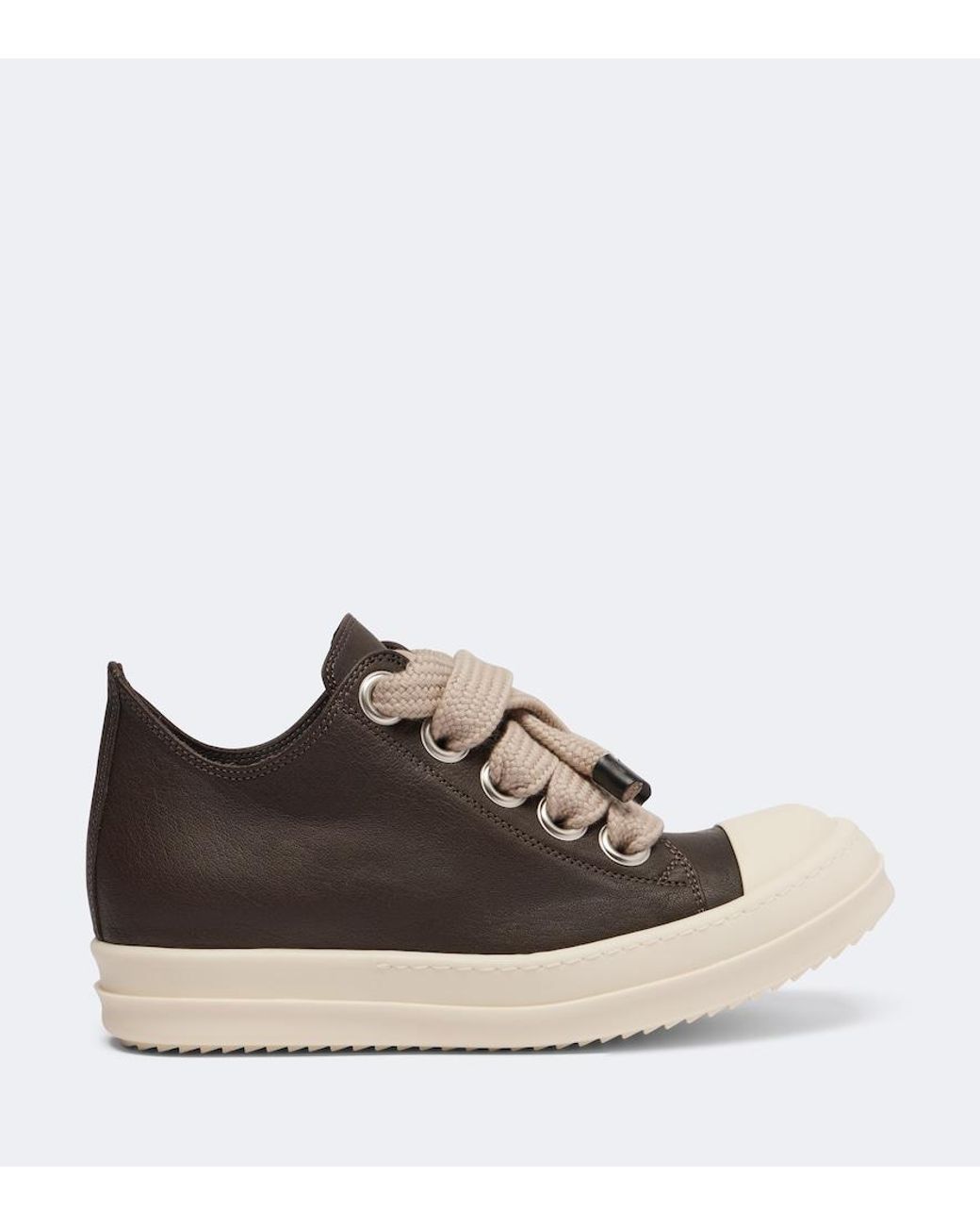 Rick Owens Brown Jumbolace Leather Sneakers