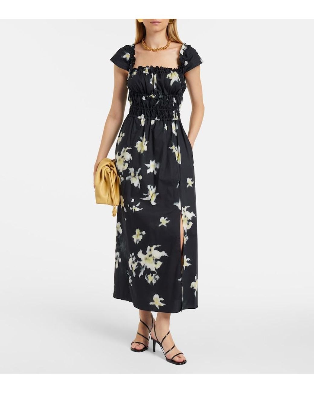 Altuzarra Black Floral Cotton-Blend Midi Dress