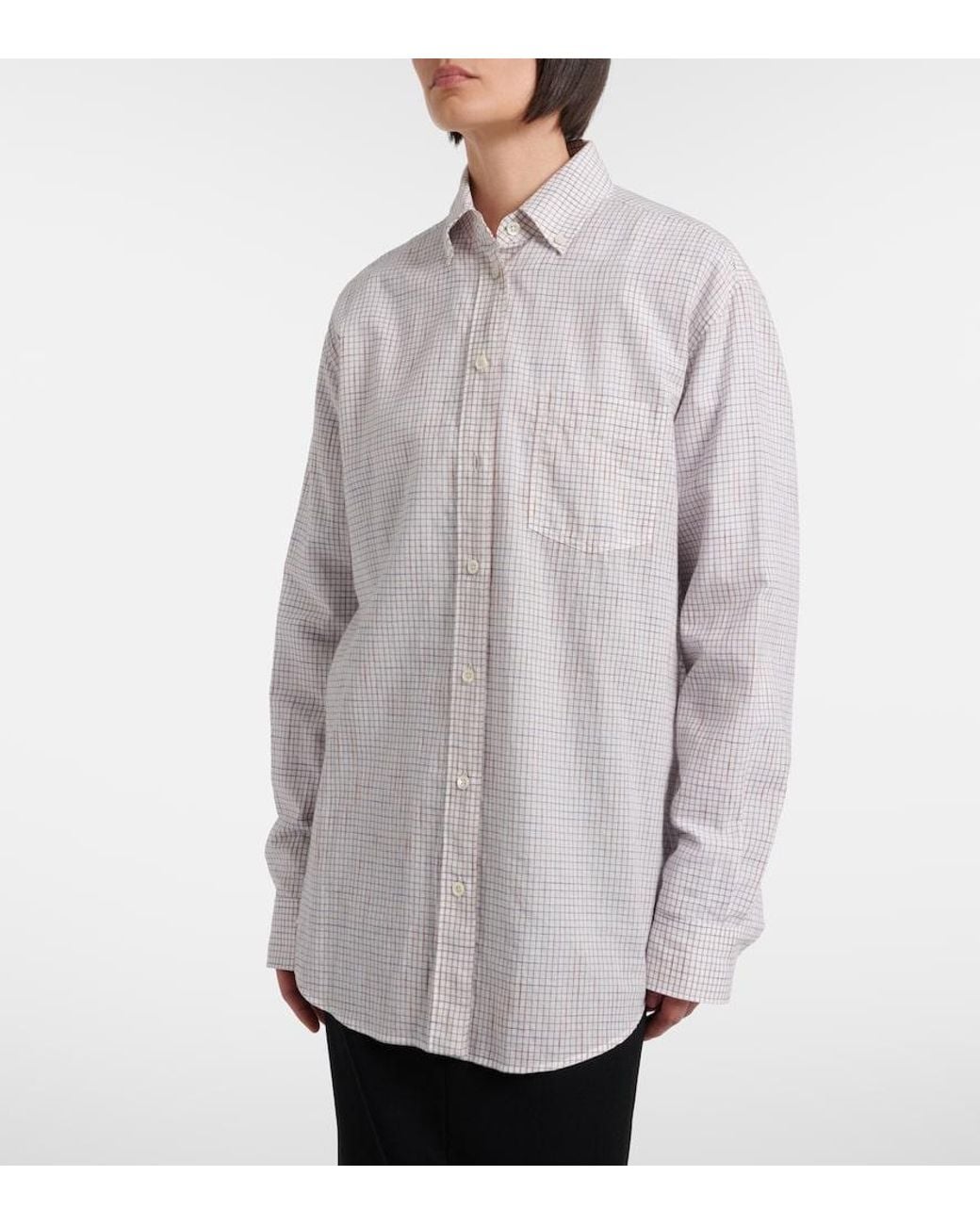 The Row White Dalan Checked Cotton Shirt