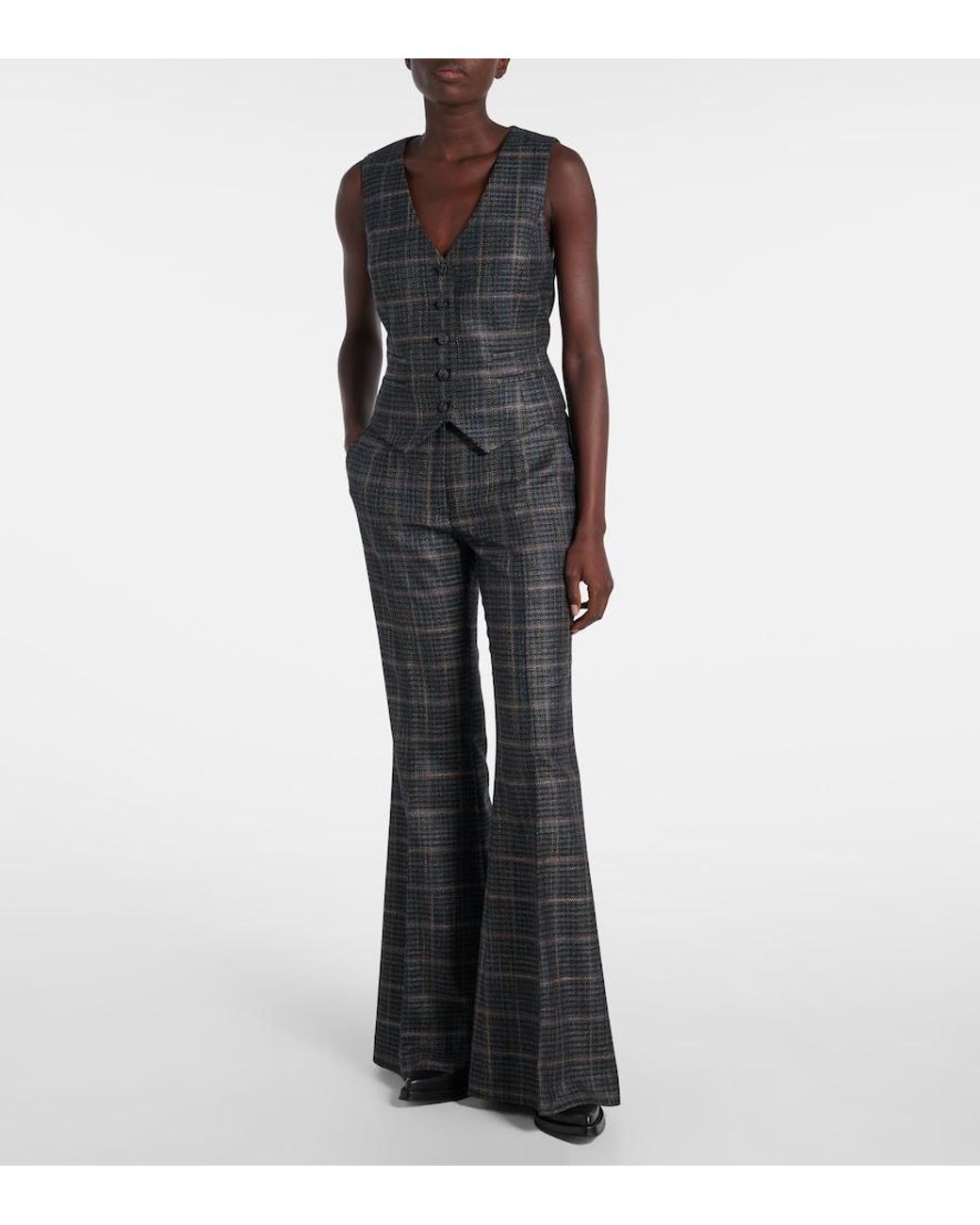 Gabriela Hearst Gray Coleridge Checked Wool And Silk Vest