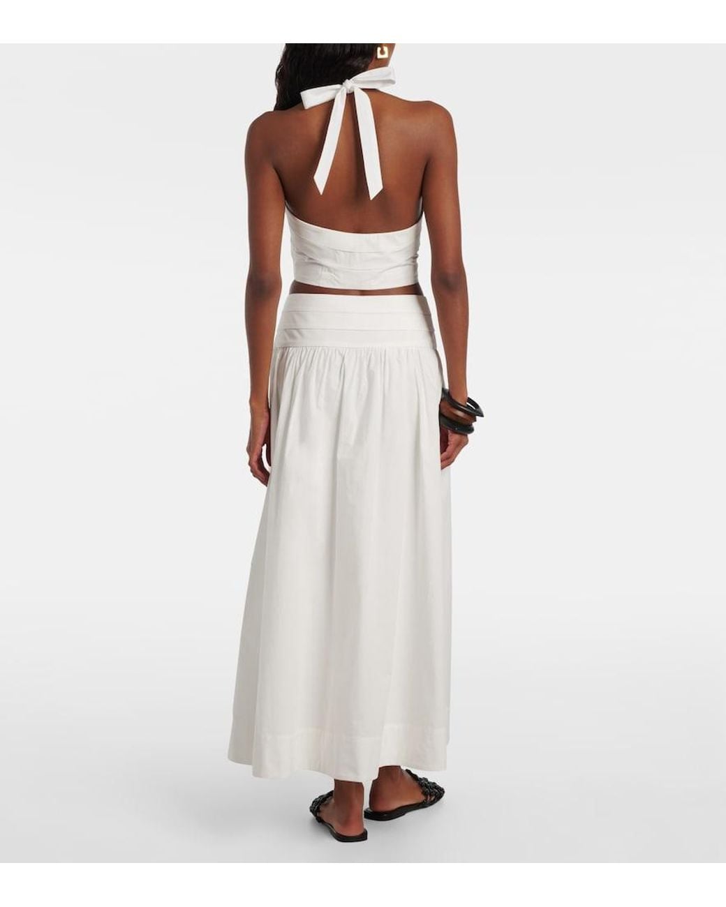 Posse White Rue Cotton Midi Skirt