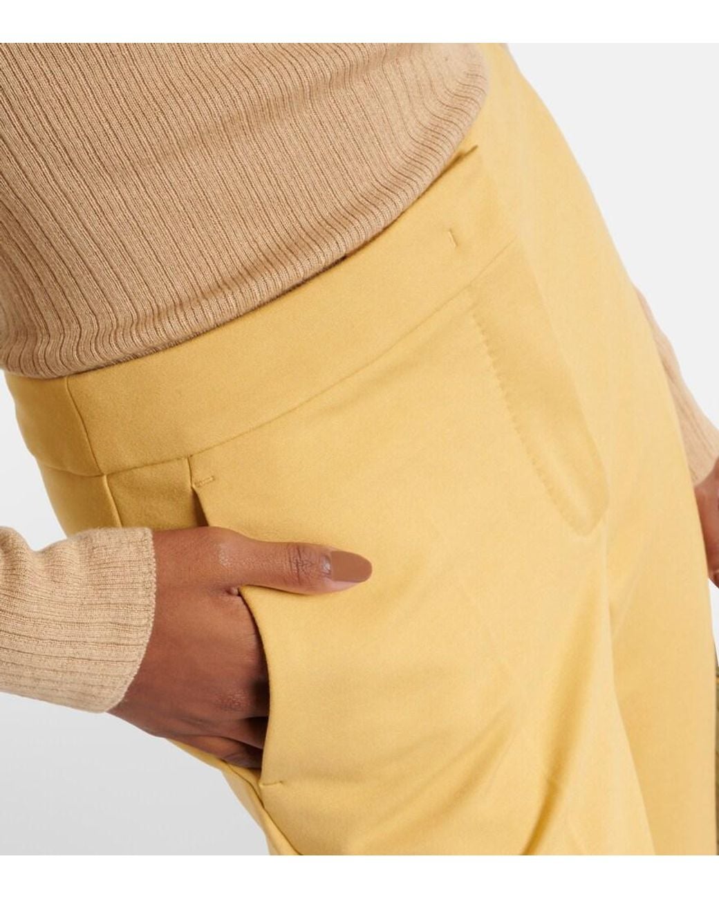 Max Mara Natural Pegno Cropped Jersey Slim Pants