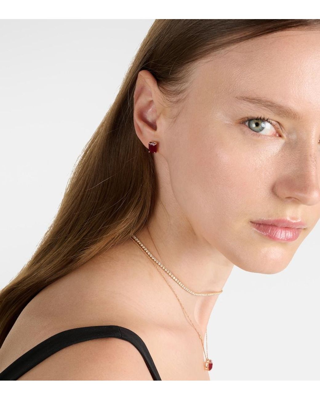 SHAY Red 18Kt Rose Earrings With Rubies