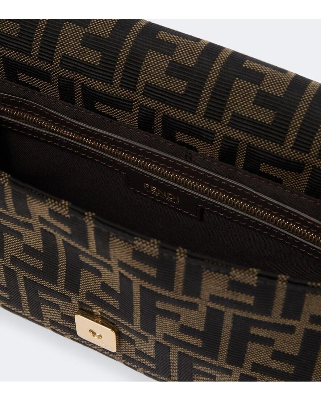 Fendi Black Baguette 26424 Jacquard Shoulder Bag for men