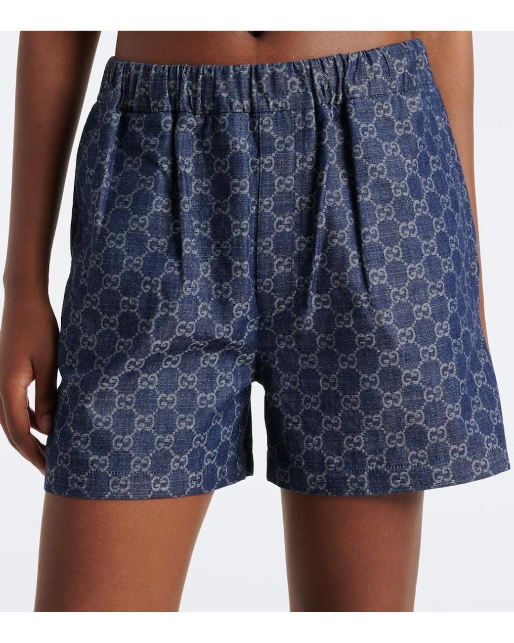Gucci Blue Gg Denim Shorts
