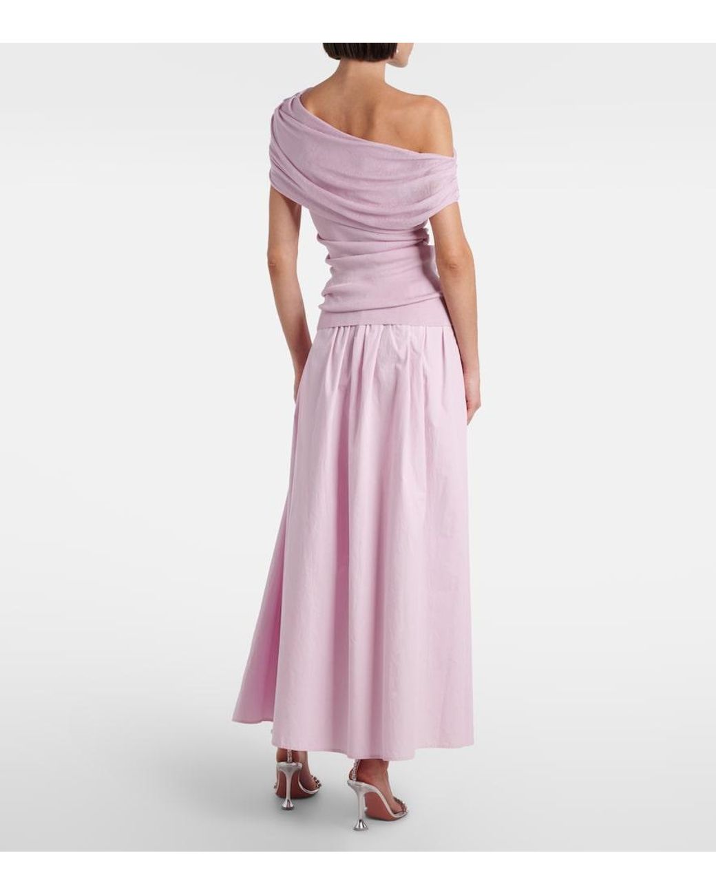 Self-Portrait Pink Asymmetric Draped Midi Dress