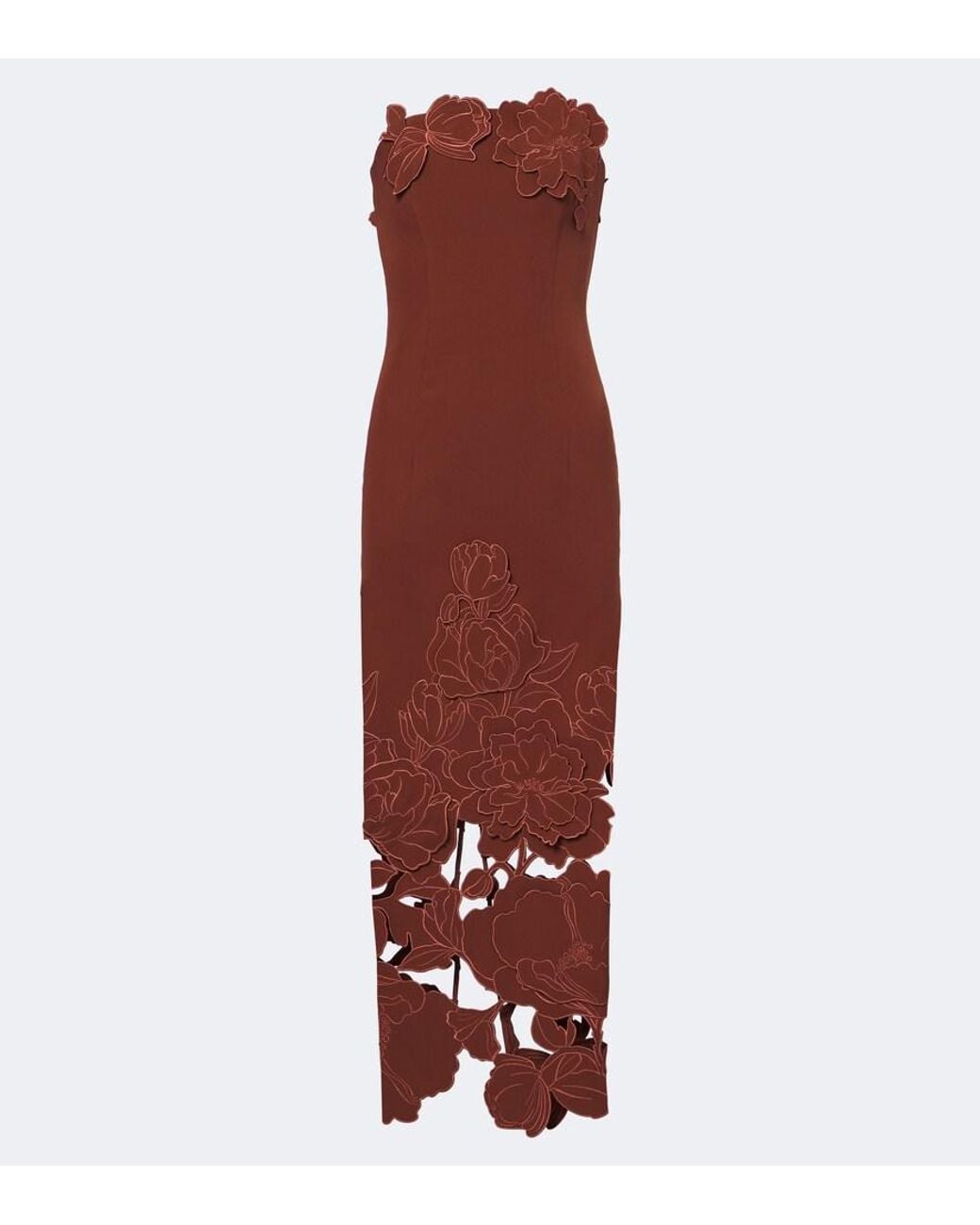 LEO LIN Red Rayna Floral-Applique Bustier Dress