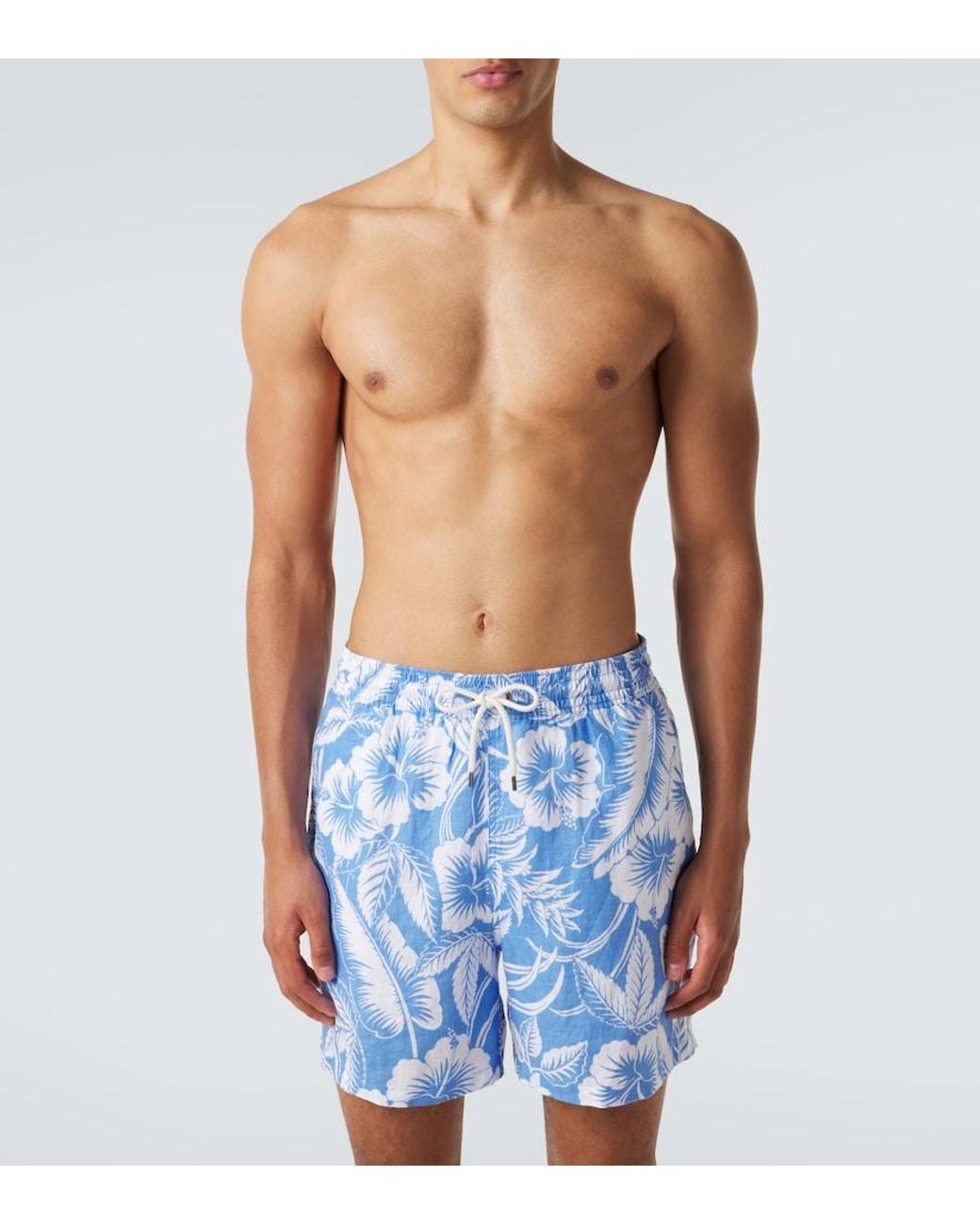 Polo Ralph Lauren Blue Floral Linen Swim Trunks for men