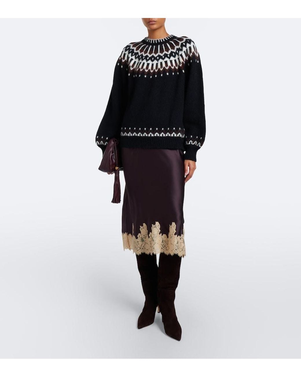 Doen Black Field Alpaca And Wool-Blend Sweater