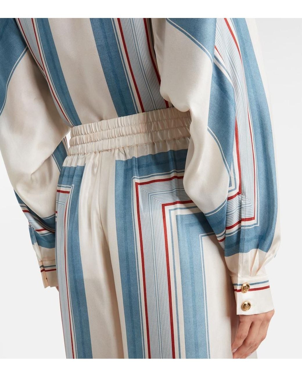 Zimmermann Blue Striped Silk Palazzo Pants