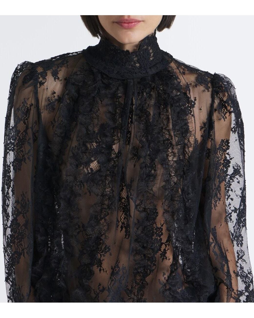 retroféte Black Ysolde Sheer Lace Minidress