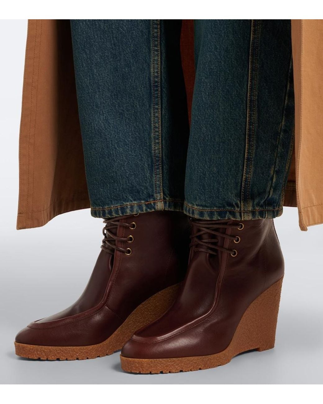 Isabel Marant Brown Cylia Leather Wedge Ankle Boots
