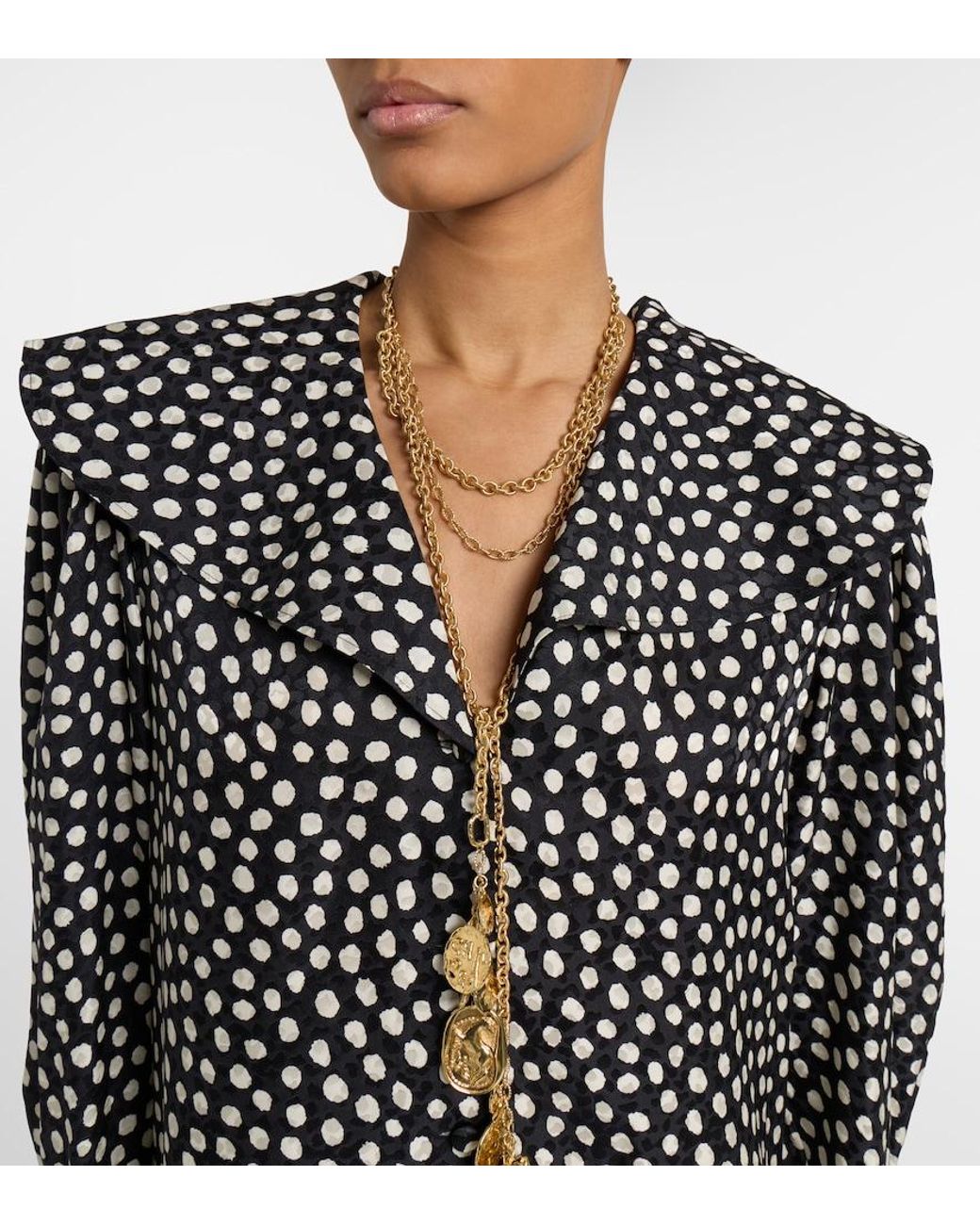 Chloé Black Polka-Dot Silk Jacquard Minidress