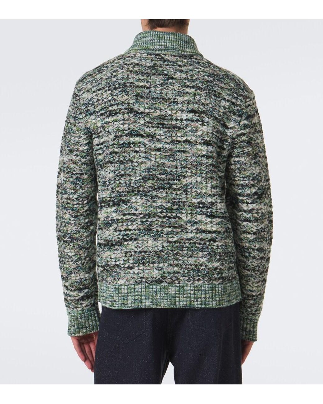 Missoni Green Wool-Blend Polo Sweater for men