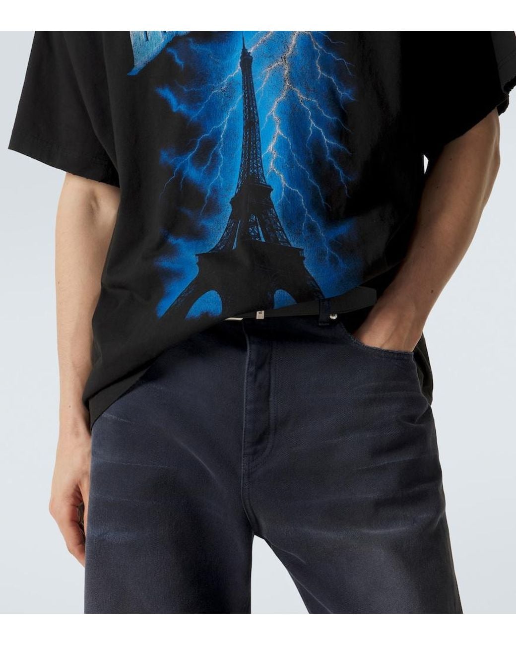 Balenciaga Black Printed Cotton Jersey T-Shirt for men