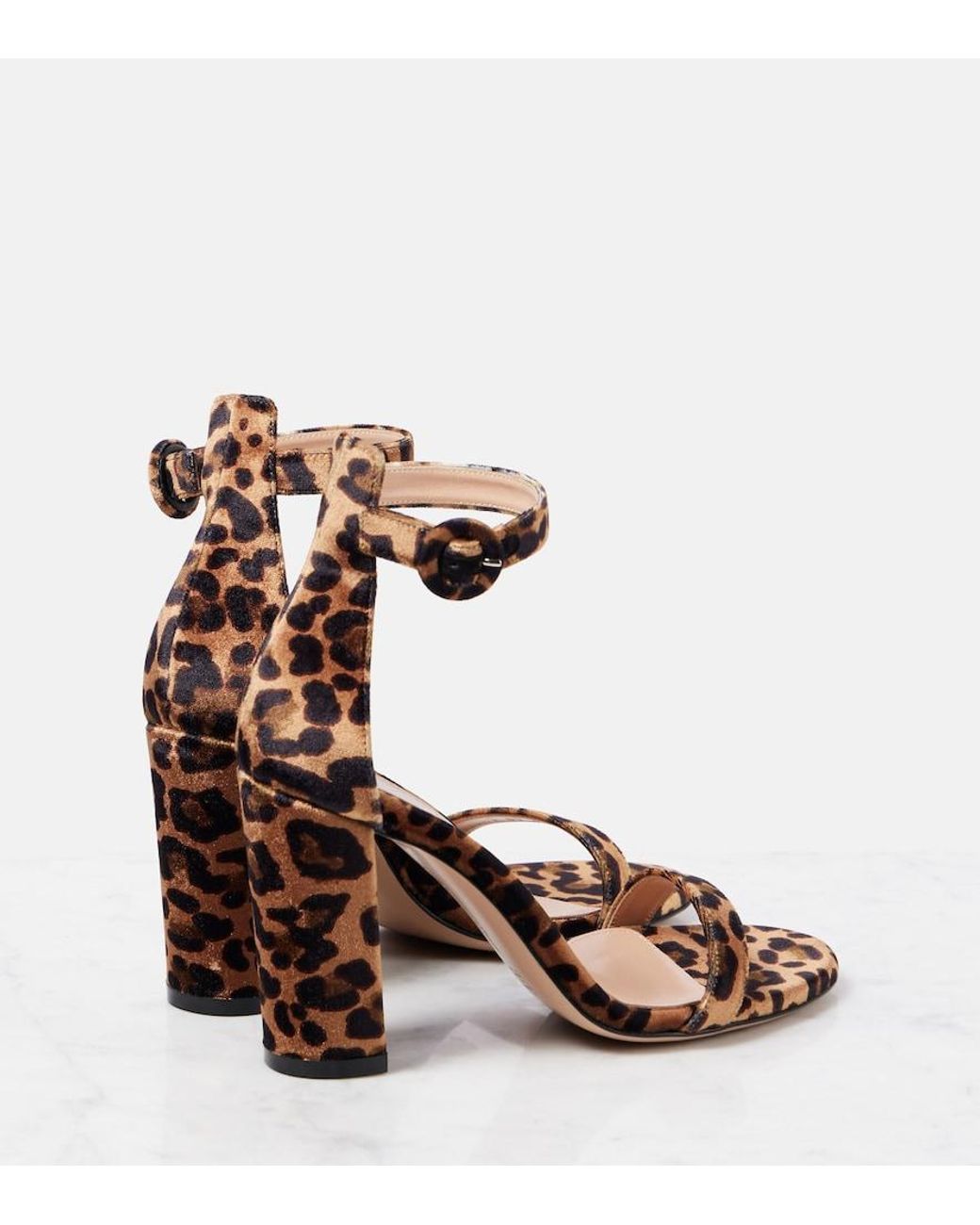 Gianvito Rossi Brown Gaeta 95 Leopard-Print Velvet Sandals