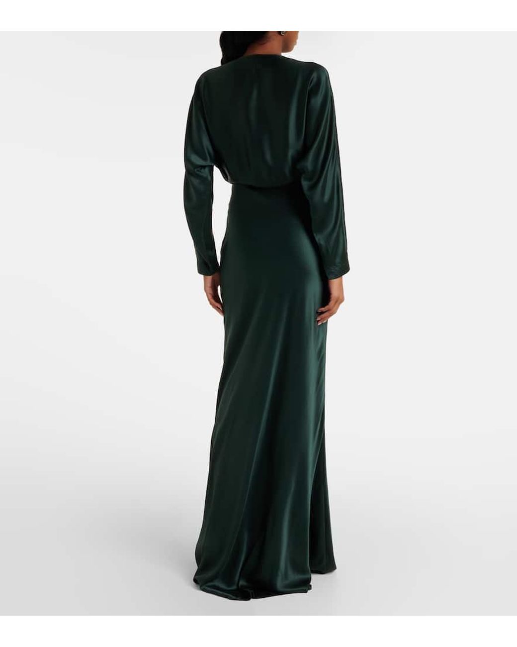 The Sei Green Silk Satin Wrap Gown
