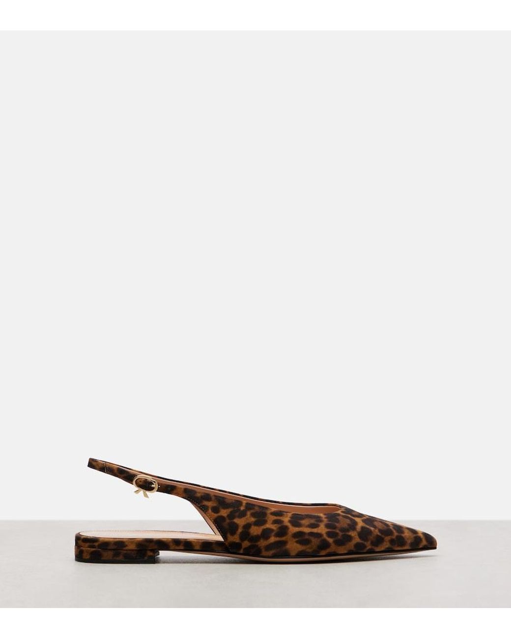 Gianvito Rossi Brown Robbie Leopard-Print Suede Slingback Flats