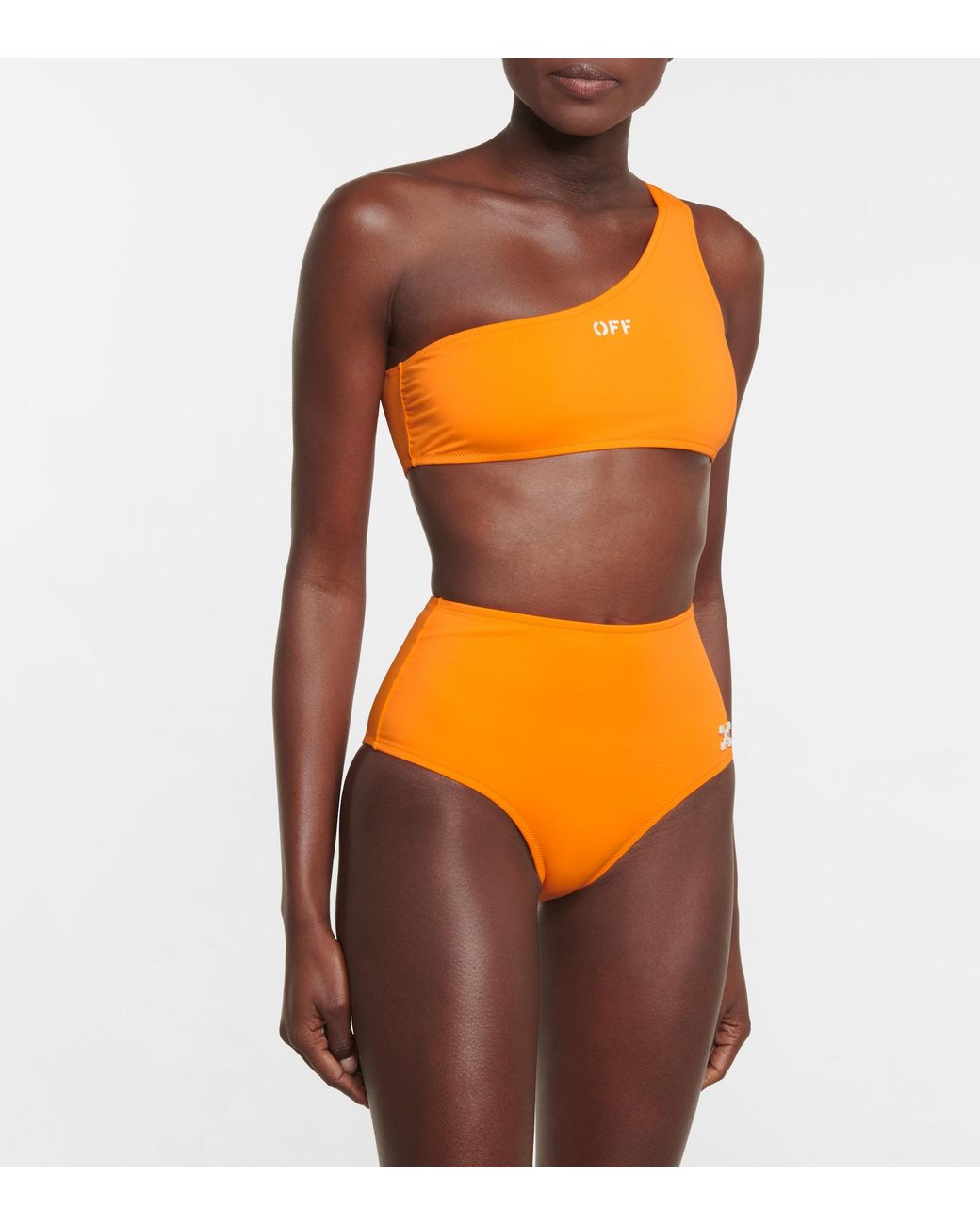 Off-White c/o Virgil Abloh Synthetic Logo One-shoulder Bikini in Orange |  Lyst