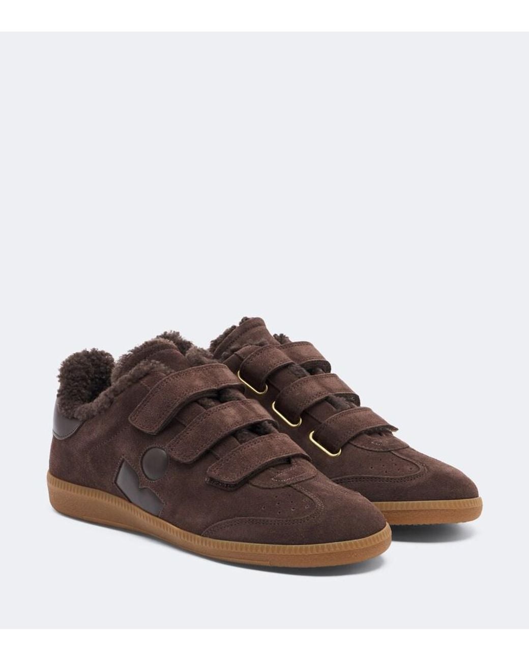 Isabel Marant Brown Beth Shearling-Lined Suede Sneakers