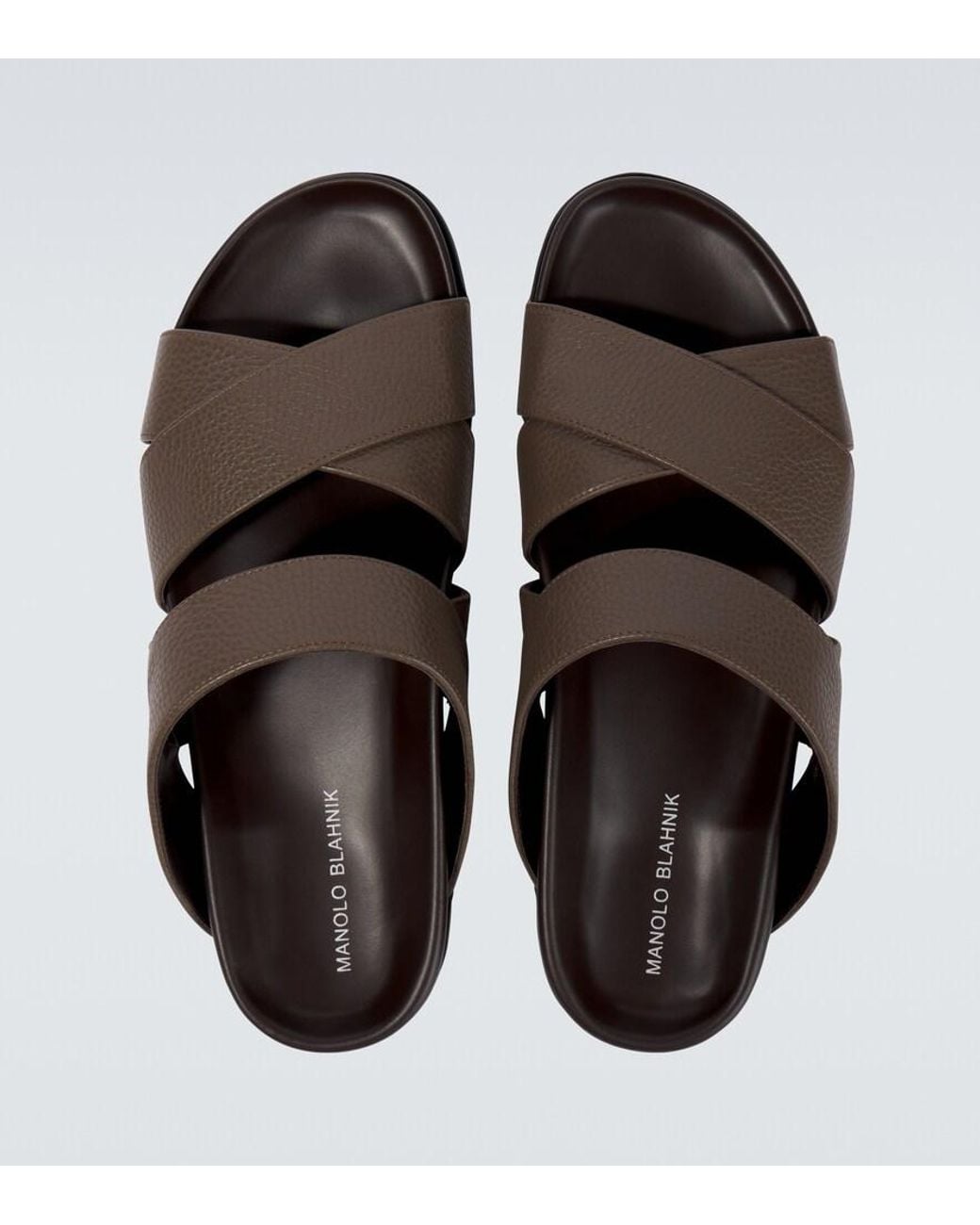Manolo Blahnik Brown Inezmu Leather Sandals for men