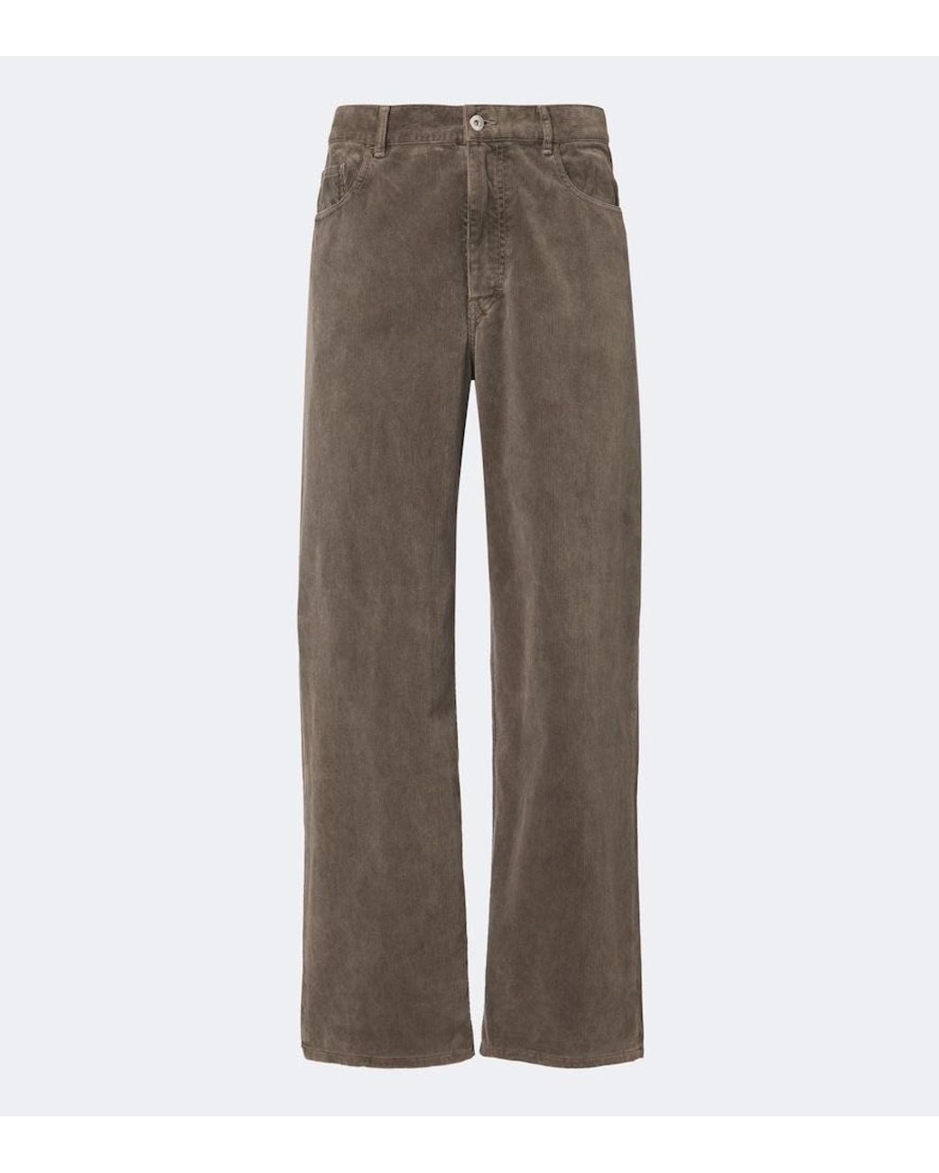 Auralee Gray Cotton Corduroy Wide-Leg Pants for men