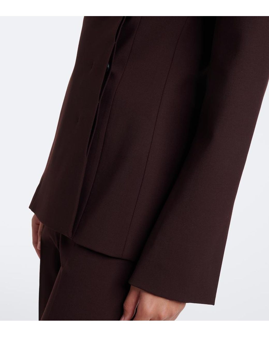 Sportmax Brown Double-Breasted Wool-Blend Blazer