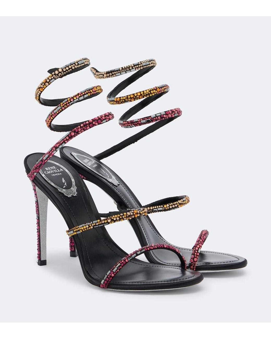 Rene Caovilla White Cleo Swarovski-Embellished Satin Sandals