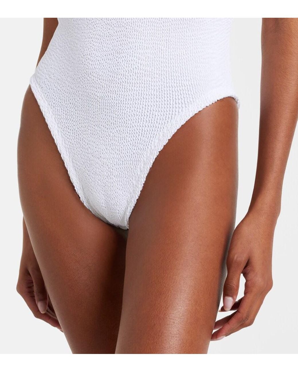 Burberry White X Hunza G Domino Check Swimsuit